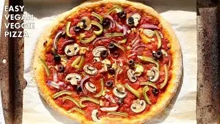 Easy Vegan Veggie Pizza with No Knead Crust - VeganRicha.com