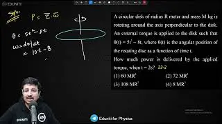 A circular disk of radius R meter and mass M kg is rotating around the axis perpendicular to the dis