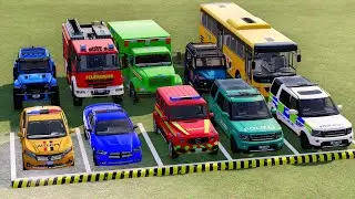 TRANSPORTING POLICE CARS, AMBULANCE, FIRE TRUCK, COLORFUL CARS WITH MIXER FARMING SIMULATOR 22! #162