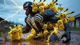 Venom vs 100 Pikachu ⚡ Epic Electric Showdown 😁🤯 #spiderman