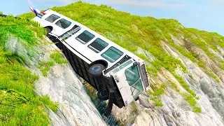 Double Flatbed Trailer Truck vs speed bumps! Busses vs speed bumps! Beamng Drive №516