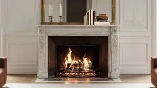 Elegant Parisian Fireplace Ambience | 1 Hour | Crackling Fire Sounds | No Music
