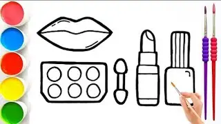 Make up Draw Comb, Lipstick and Nailpolish| Drawing, Colouring and Painting for kids@BachaParty17 