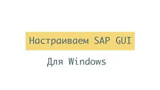Настраиваем SAP GUI в Windows