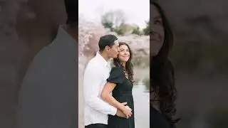 A stunning sunrise engagement shoot at the Jefferson memorial in Washington DC.