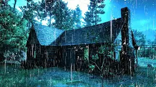 Get Over Insomnia with Heavy Rain & Robust Thunder Sounds Pierces a Tin Roof of Forest Farm at Night