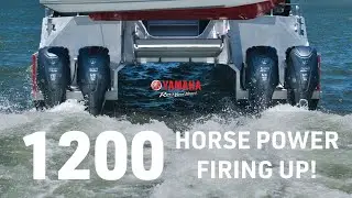 Firing up QUAD-RIGGED Yamaha F300 V6 Offshore Outboards