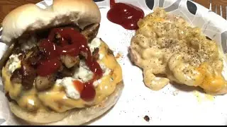 LOADED BAKED MAC, t JUICY BLUE CHEESE BURGERS..DINNER TONIGHT! #whatsfordinner
