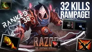 32 KILLS RAZOR RAMPAGE! ⚡️ Unstoppable in Ranked Dota 2  |  Dota 7.38