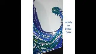 Fluid Art || Dutch Pour || My first wave || Blue and green shades.. Beautiful acrylic pour techniqu