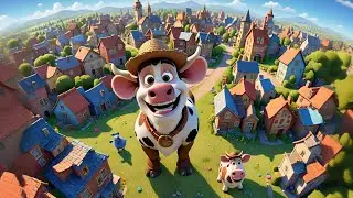 Coco Cow Goes to Town | Animal Adventure Song for Kids | Nursery Rhymes and Learning Songs