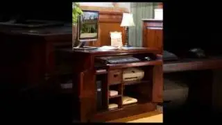 Mahogany concealed computer desk workstation, free UK shipp