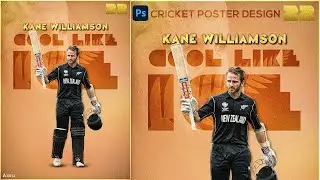 Cricket poster design in photoshop || Kane Williamson.