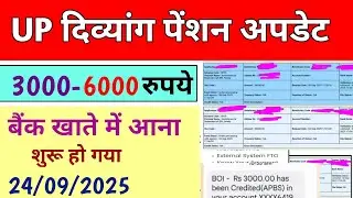 UP Divyang Pension Payment credit September 24, 2025| दिव्यांग पेंशन का पैसा आज से आना शुरू |