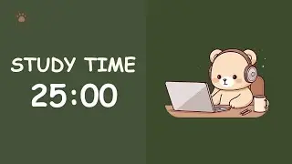 Study with Pomodorbear 🧸 | 25&times;3 Pomodoro | Brown Noise Focus Session