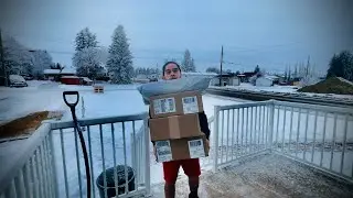 Getting My Parcel While Insane Snow Shower Is Happening