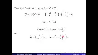Video6_4: Complex Eigenvalues eigenvectors; repeated EV.  Elementary differential equations