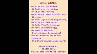 Selecting a  Agriculture  Course   | Top colleges in Tamilnadu