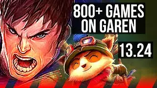 GAREN vs TEEMO (TOP) | 5/1/6, 1.9M mastery, 800+ games, Rank 12 Garen | KR Master | 13.24