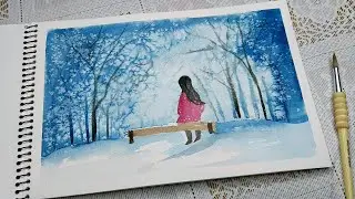 Easy Watercolor Winter Landscape for Beginners ❄️🎨
