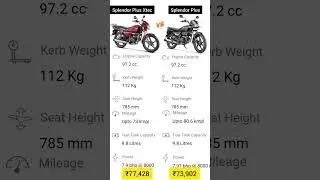 Hero Splendor Plus Xtec VS Hero Splendor Plus Comparison