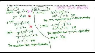 Checking symmetry of a graph (College algebra)