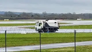 Cleaning the runway at Manchester Airport