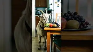 A goat sneaks into the kitchen and eats fruits from the dining table. #viralvideo #trendingnow