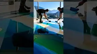 Satisfying Bedroom Makeover | Artistic Blue Floor & Panoramic Window #shorts