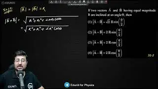 If two vectors  A and  B having equal magnitude R are inclined at an angle  &theta; , then