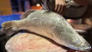 Giant Coral Fish cutting skills in fish market