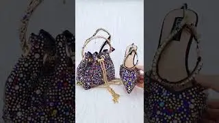 2023 Italian Design Luxury Women's Shoes And Bag, Full Diamond Decoration Metal Closure Bag