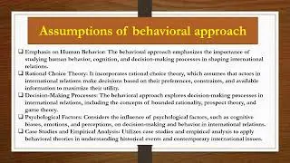 Behavioral approach: origin assumptions and limitations |International relations| |CSS| |PCS|