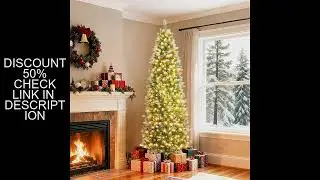 6/7.5/9/12FT Pencil Christmas Tree Pre-Lit Slim Holiday Decoration Skinny Decor LED Lights Metal Sta