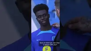A shy Bukayo Saka asking David Beckham for a photo 🥹