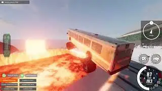 Using a crazy monster bus to jump over lava