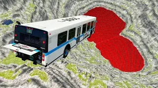 GIANT DUMP TRUCK vs BOTTOMLESS LAVA PIT 🔥🚛 | Leap of Death 😱 | school bus BeamNG.drive