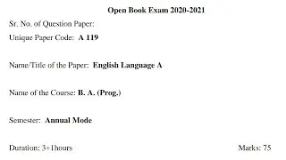 sol du B.A programme English question paper 1st Year (OBE) 2021