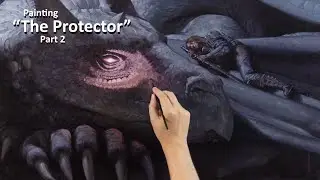 The Protector Part 2: an oil painting time-lapse of the full sized illustration