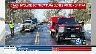 PHOTO: Route 44 closed in Norfolk following crash involving CT DOT plow truck