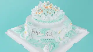 ✨ Elegant Mint Dream Cake! Handcrafted Floral Piping Art & Unique Tiffany Blue Design. Easy Vintage