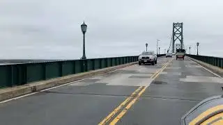 Traveling over the Mount Hope Bridge during the 2024 Audrain Tour in a 1910 Cadillac