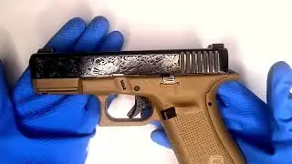 Engraved Glock 19X with silver wire inlay