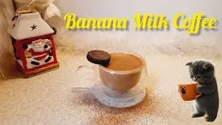 Banana Milk Espresso with Chocolate | Healthy Morning Energy Drink #coffeesali #asmr