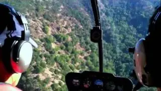 Landing helicopter on riverbed