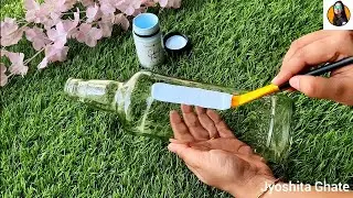 Very Easy Yet Elegant Bottle Art| Simple Bottle Craft For Beginners| DIY Bottle Painting|Home Decor|