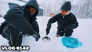 We Made Homemade Ice Cream In The Snow! (Snow Day Vlog)
