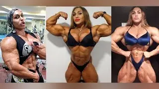 Fitness Girls Flexing Ripped Muscles 💪 Young Muscle Women with Shredded Arms. Fbb Posing Biceps