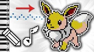 What EEVEE Sounds Like on Piano - Draw and Listen - MIDI Art - How To Draw - Pixel Art - Pokemon