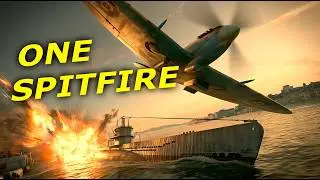 Удар истребителя Spitfire на малой высоте | Атака подводной лодки в порту и воздушный бой с сопро...